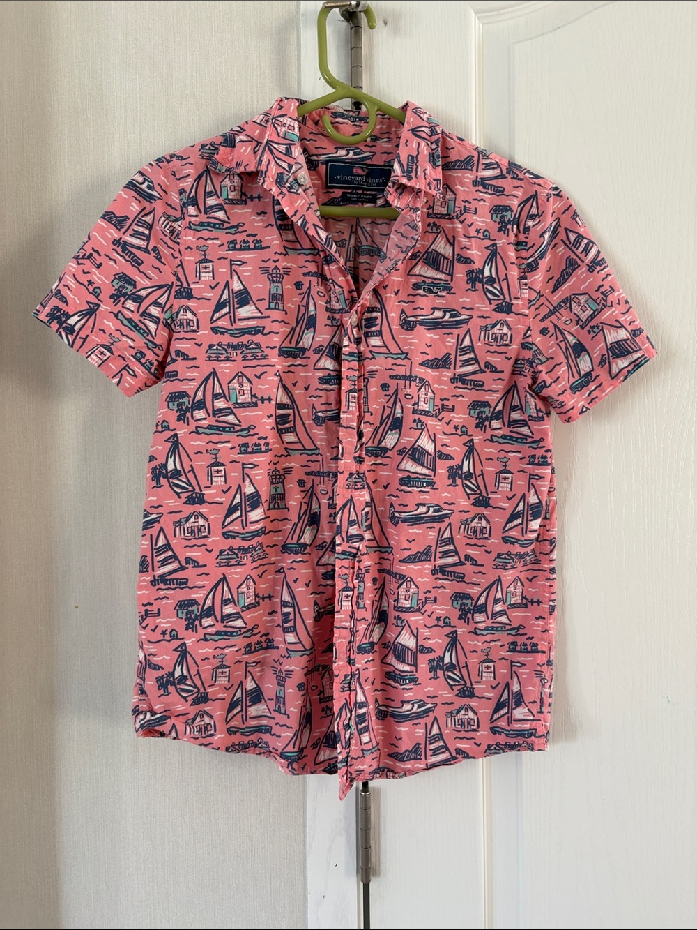 Vineyard Vines Pink Nautical Sailboat Button-Down Shirt